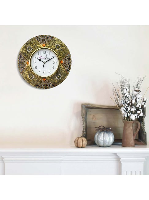 eCraftIndia Handcrafted Antique Design Papier-Mache Wooden Wall Clock-picture-27