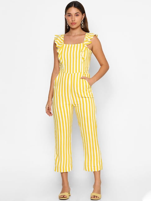 Buy MAGRE Women Yellow & White Striped Basic Jumpsuit - Jumpsuit for Women  9968287 | Myntra