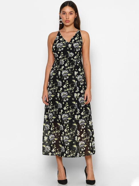 Forever 21 Black Floral Print Dress