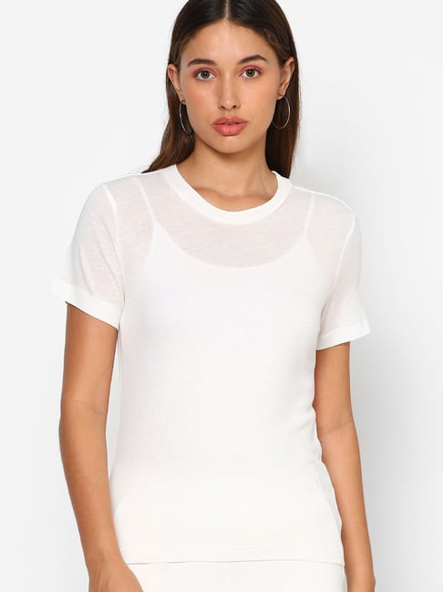 Forever 21 White Regular Fit Tee Price in India