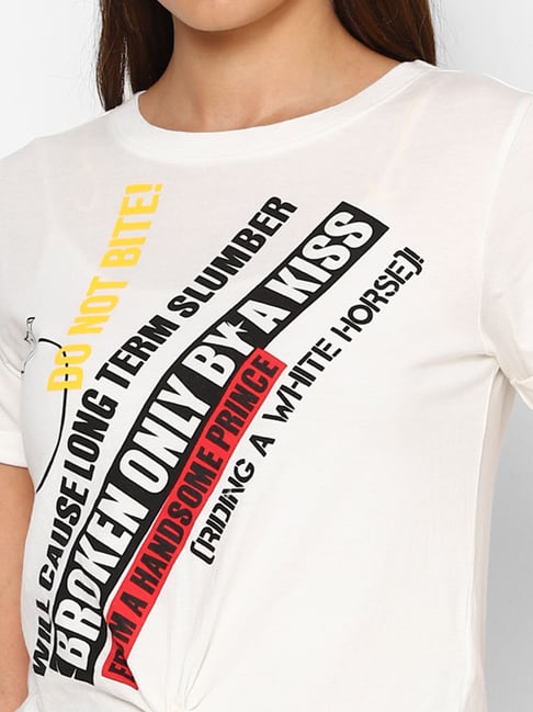 Buy Forever 21 White Graphic Print Tee for Women Online Tata CLiQ