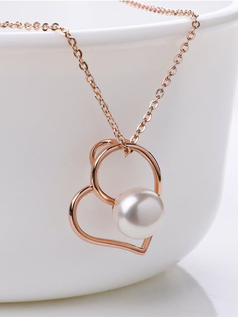 GIVA 92.5 Sterling Silver Rose Gold Heart Pendant with Link Chain-picture-20