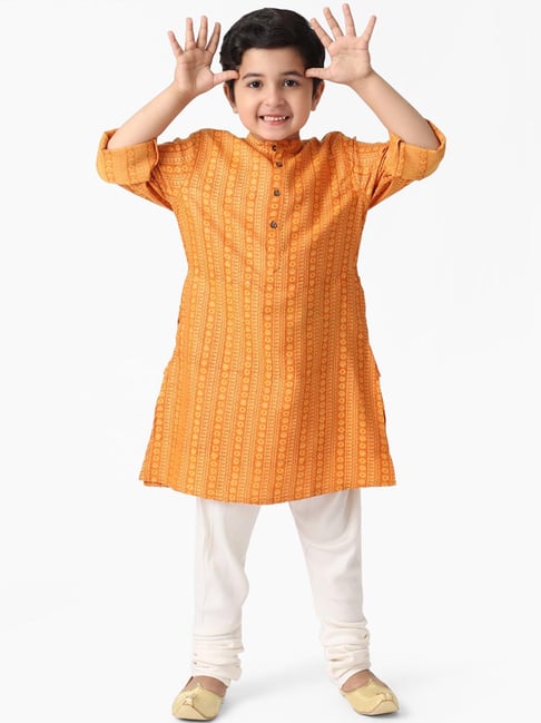 Buy Fabindia Kids Mustard Printed Kurta For Boys Clothing Online @ Tata ...