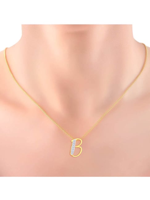 IBB 9ct Gold Cubic Zirconia Initial Pendant Necklace, B at John Lewis &  Partners