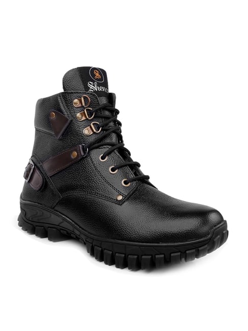 black wood safety boots