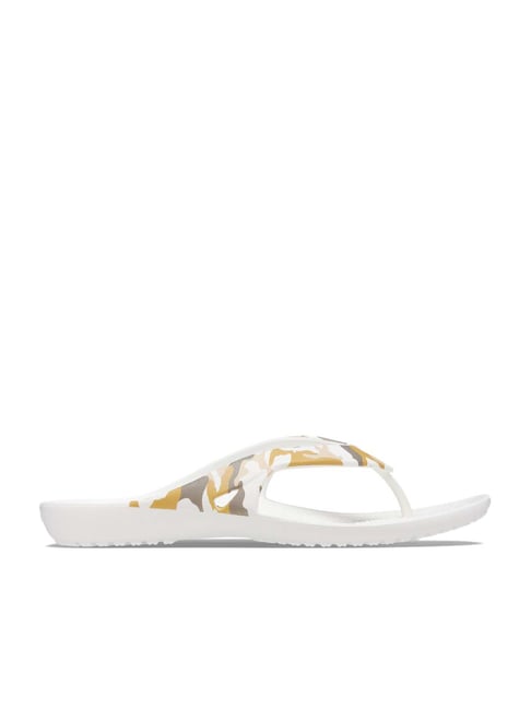 Crocs Women's Kadee White & Mustard Flip Flops