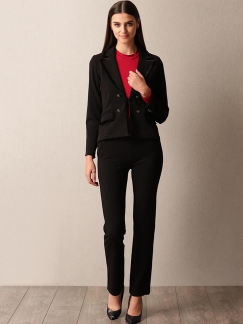 Lakshita Black Regular Fit Blazer Pant Set Price in India