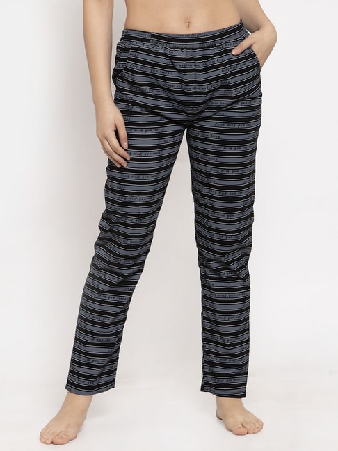 Buy Claura Women Black Printed Flared Lounge Pants (Regular, Small, Black)  at Amazon.in