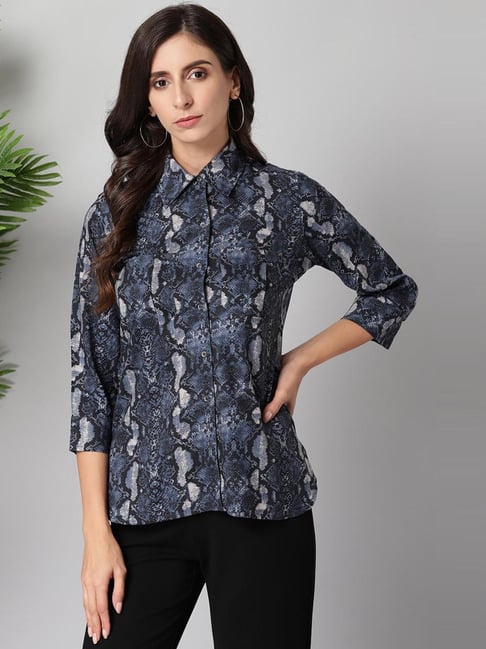 Lakshita Blue Printed Shirt Price in India