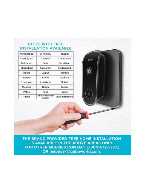 Qubo Smart WiFi Wireless Video Doorbell from Hero Group|Instant Visitor  Video Call on Phone