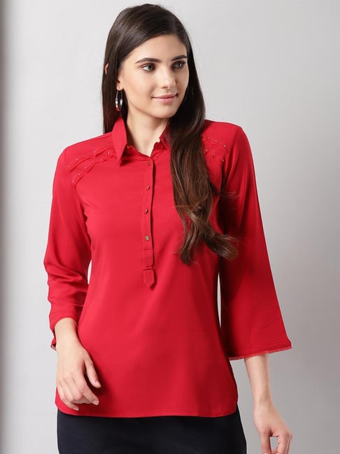 Lakshita Red Regular Fit Top