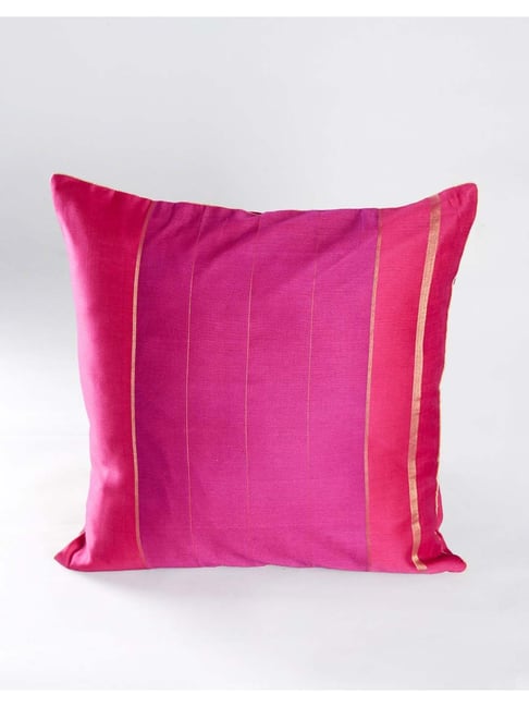 fabindia home Fabindia Udai Pink & Gold Cotton Silk Cushion Cover - Set of 1-picture-32