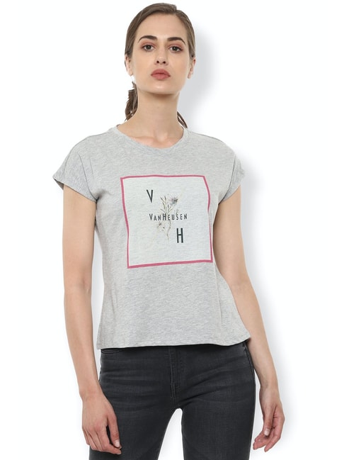 Van Heusen Grey Graphic Print T-Shirt Price in India