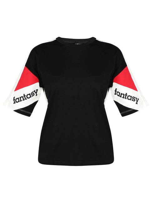 Buy Anta Black Regular Fit Tee for Women Online Tata CLiQ