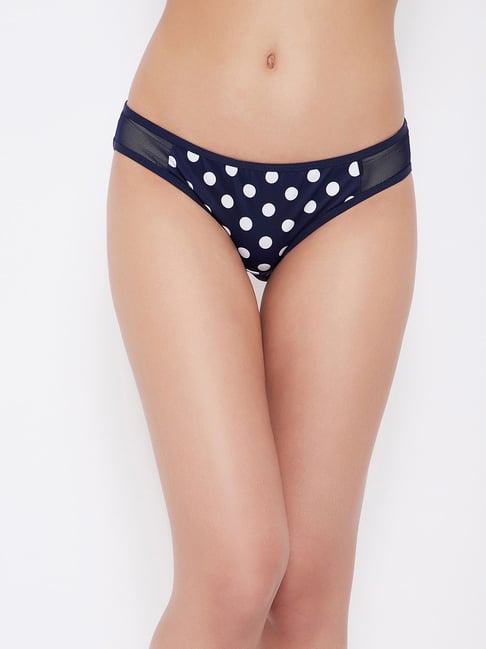 Clovia Blue Cotton Printed Bikini Panty