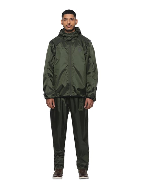 Olive green store rain jacket