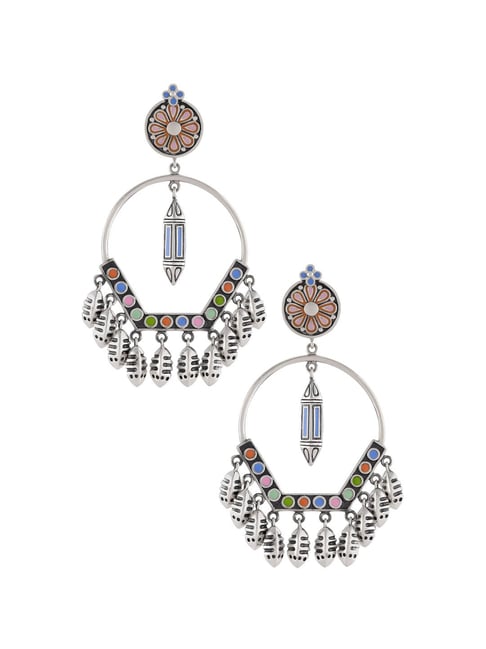 Buy Tribe Amrapali Multi Enamel Chandrika Coin Charm Taveez Earrings Online