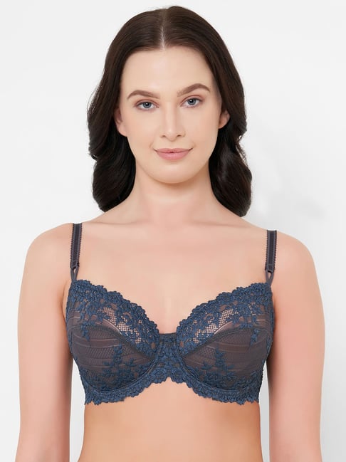 Wacoal Embrace Lace Non-Padded Wired 3/4Th Cup Lace Fashion  Bra - Blue