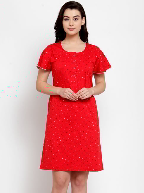 Buy Secret Wish Red Printed Night Dress for Women Online Tata CLiQ