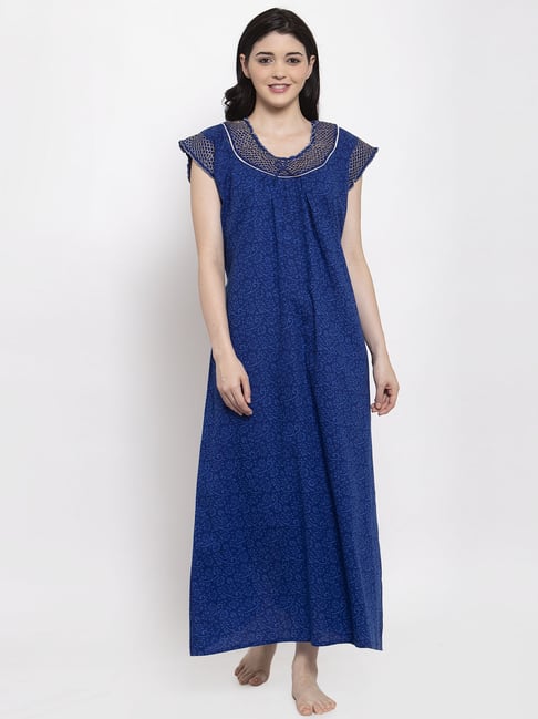 Secret Wish Blue Printed Nighty-picture-27