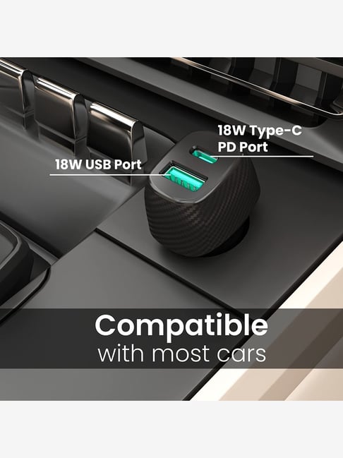 Buy Portronics Car Power Mini POR1287 18W Dual Port Car Charger Online