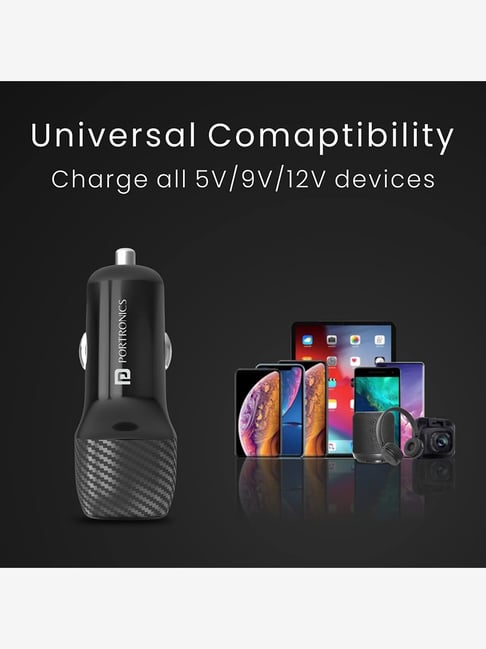 Buy Portronics Car Power Mini POR1287 18W Dual Port Car Charger Online