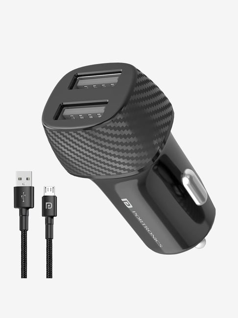 Portronics Car Power 5 POR-1345 12W Dual Port Car Charger (Black)