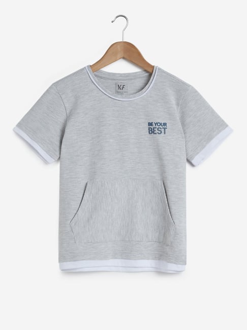 Buy Y&F Kids by Westside Grey Striped Design T-Shirt Online at best ...