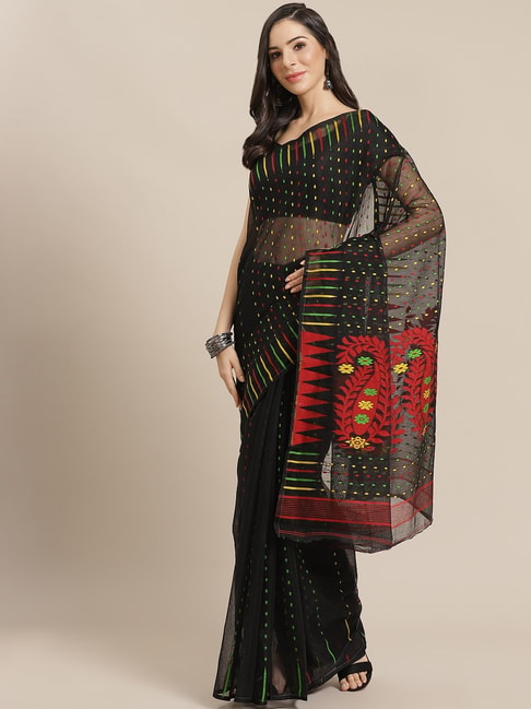 Kalakari India Black Woven Saree Without Blouse Piece Price in India