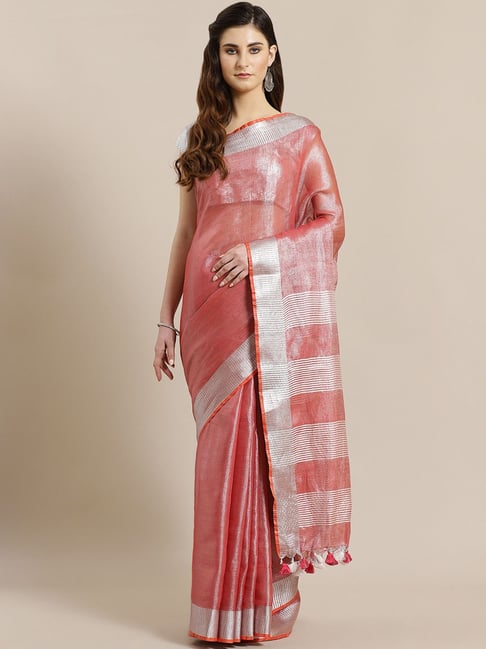 Kalakari India Peach Saree With Unstitched Blouse Price in India