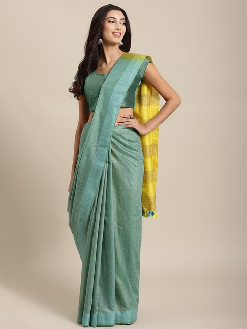 Kalakari India Green Saree With Unstitched Blouse Price in India