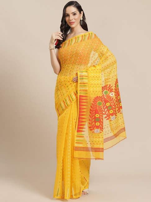 Kalakari India Yellow Woven Saree Price in India