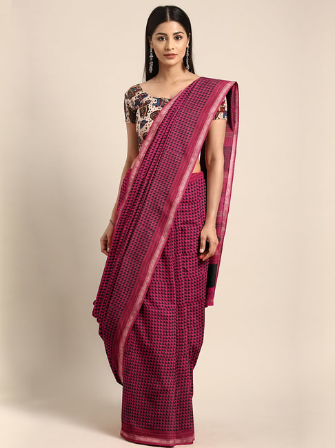 Kalakari India Pink Printed Saree With Unstitched Blouse Price in India