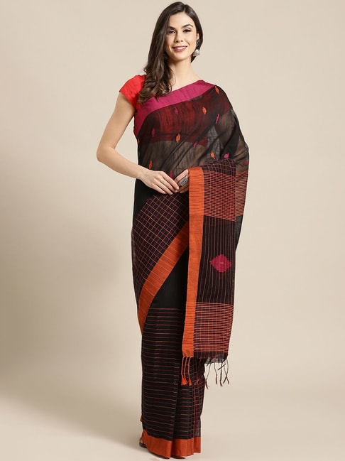 Kalakari India Black Woven Saree With Unstitched Blouse Price in India