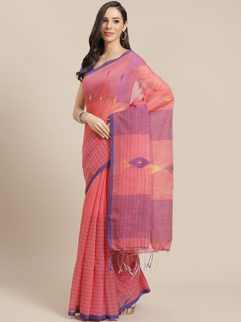 Kalakari India Pink Woven Saree With Unstitched Blouse-picture-47