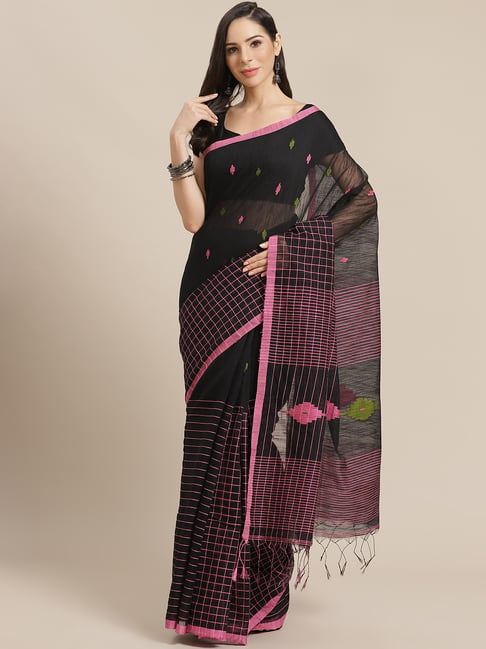 Kalakari India Black Woven Saree With Unstitched Blouse Price in India