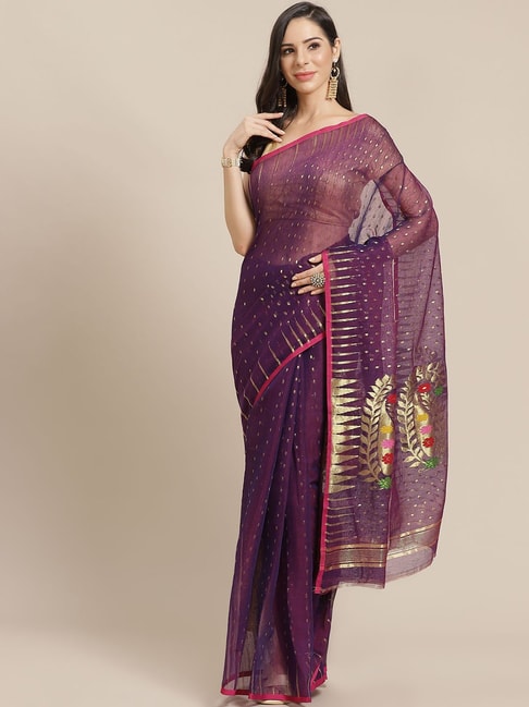 Kalakari India Purple Woven Saree Price in India
