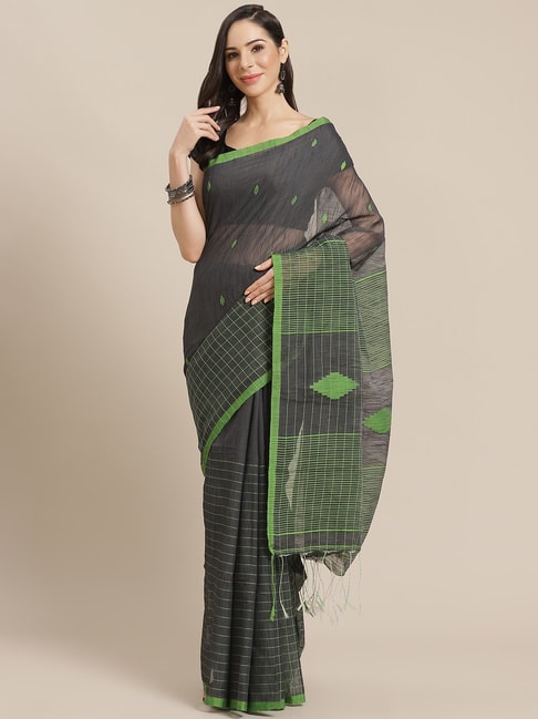 Kalakari India Grey Woven Saree With Unstitched Blouse Price in India