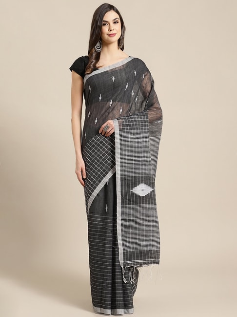 Kalakari India Grey Woven Saree With Unstitched Blouse Price in India