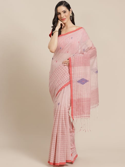 Kalakari India Peach Woven Saree With Unstitched Blouse-picture-40