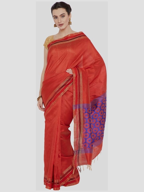 Kalakari India Red Saree With Unstitched Blouse Price in India