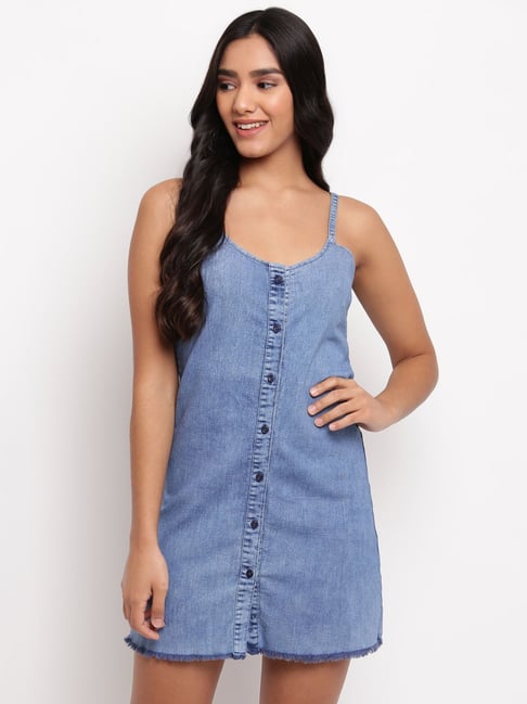 Tales & Stories Blue Regular Fit Dress