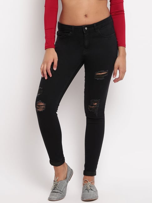 Tales & Stories Black Distressed Jeans