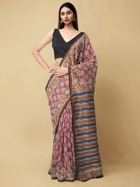 Unnati Silks Women's  Preet Bagru Chanderi Sico Saree Price in India