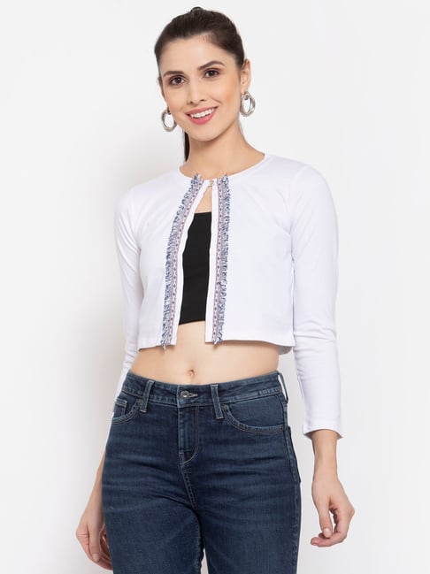 Buy KRAUS Off White Womens Lace Shrug | Shoppers Stop