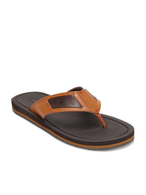 Tan leather flip online flops