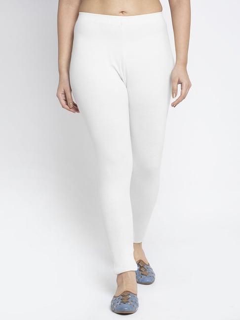 Womens White Colour Leggings | jeyachandran.com