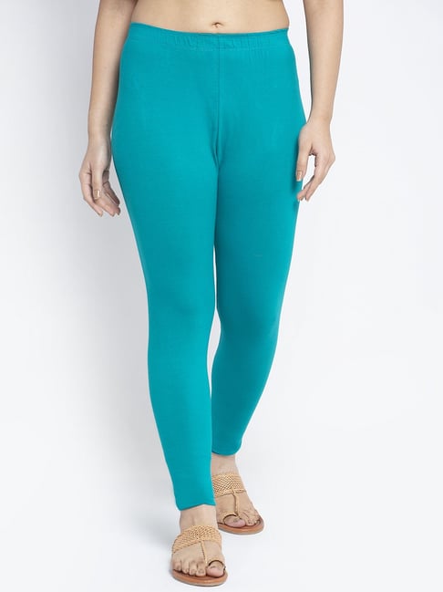 Buy Souchii Turquoise Blue Solid Slim-Fit Ankle-Length Leggings Online at  Best Price | Distacart