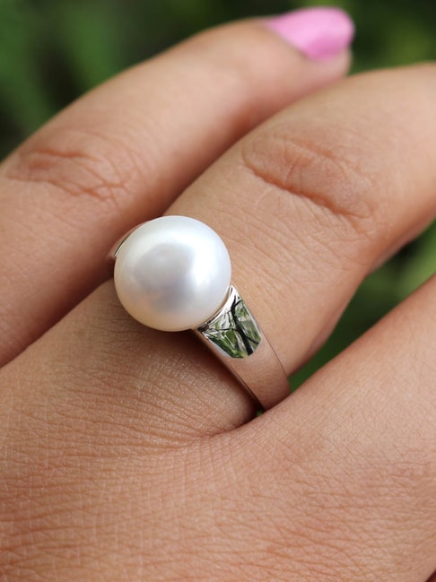 Pearl 925 Silver Ring, Silver and Gold Ring, White Pearl Ring, Yellow Gold Pearl  Ring, Ring Size 8, Fine Ring, White Pearl Ring ms 1504r - Etsy
