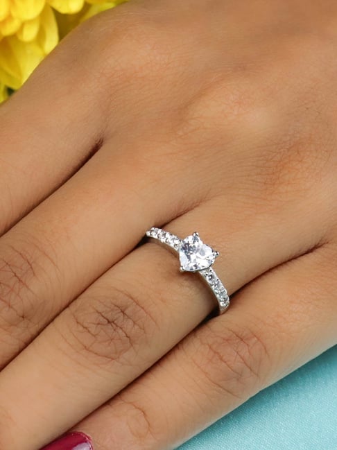 925 Silver Plated Bridal Wedding Zircon Ring Women - Temu